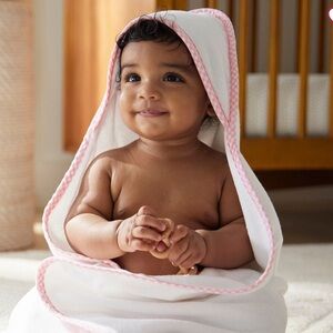 Pottery Barn Kids Pink Gingham Hooded Towel